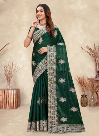 Green Color Contemporary Style Saree