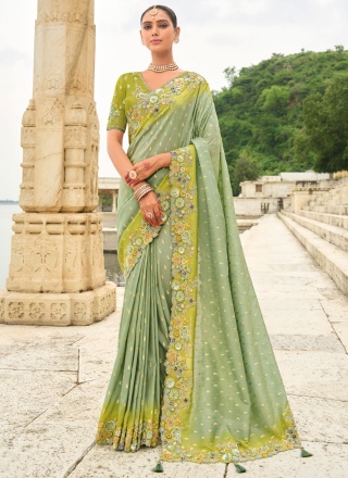 Green Color Designer Saree