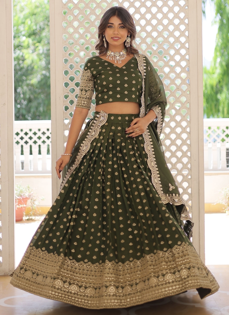 Green Color Trendy Lehenga Choli