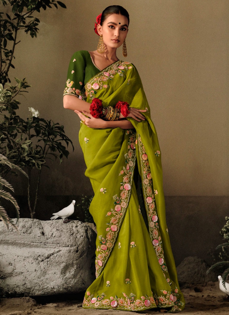 Green Color Trendy Saree