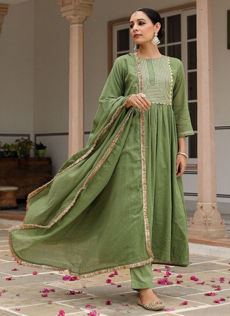 Green Cotton Trendy Salwar Kameez