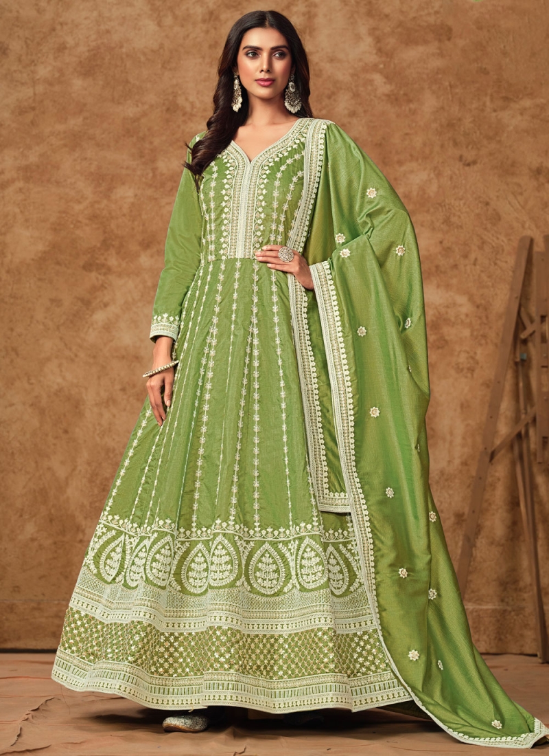 Green Embroidered Gown 