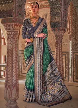 Green Fancy Viscose Contemporary Saree