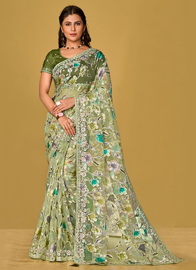 Green Festival Saree