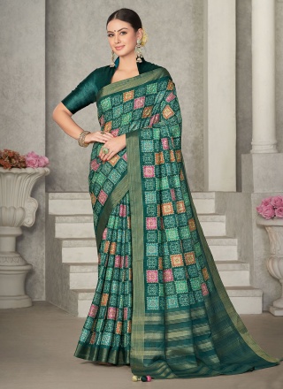 Green Festival Tussar Silk Classic Saree