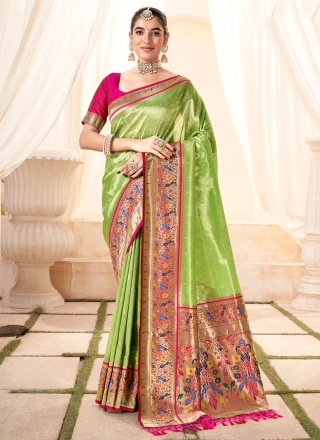 Green Handloom silk Ceremonial Saree