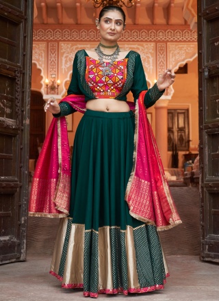 Green Lace Readymade Lehenga Choli