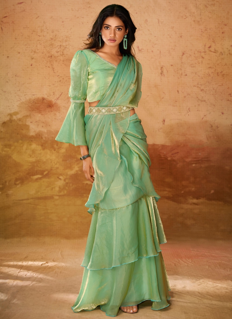 Green Organza Traditional Saree