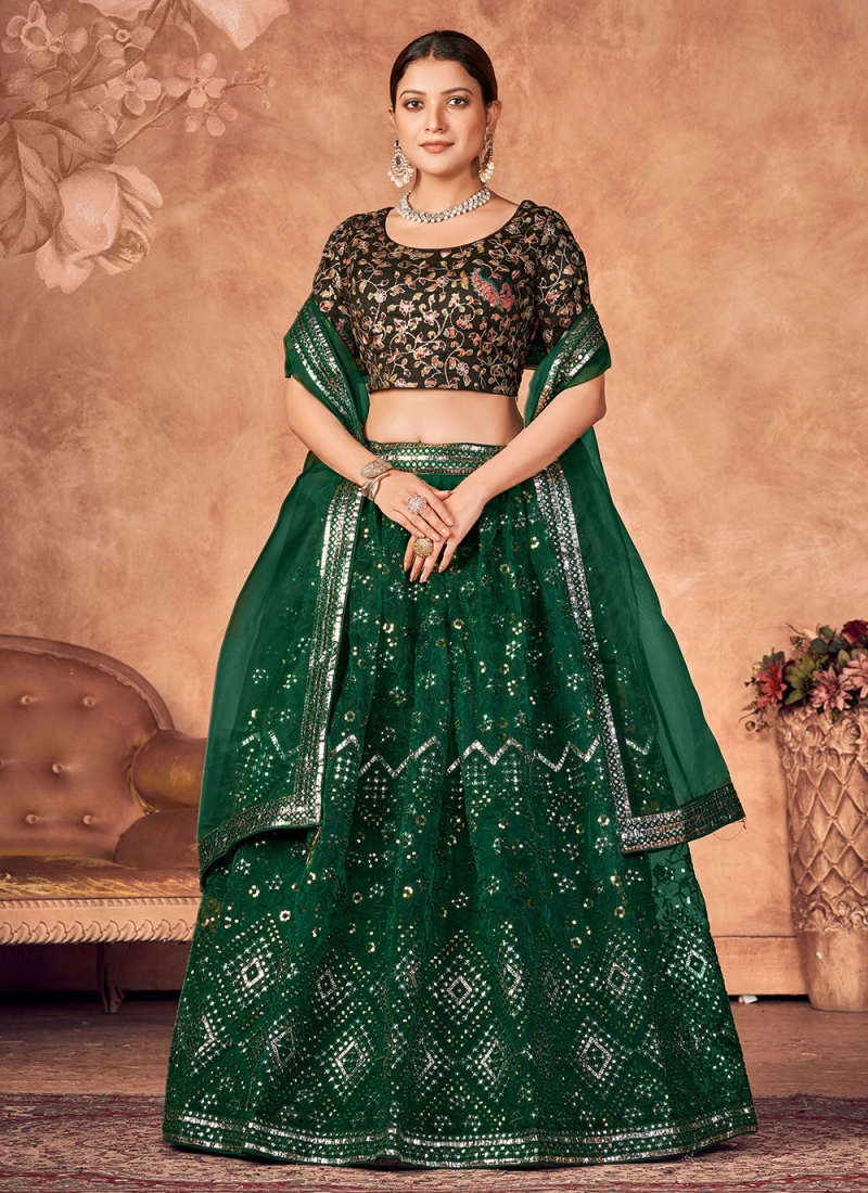 Bahurani India Taffeta Green Designer Lehenga Choli, 2.4 M at Rs 1250 in  Surat