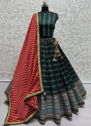 Green Printed Ceremonial Lehenga Choli