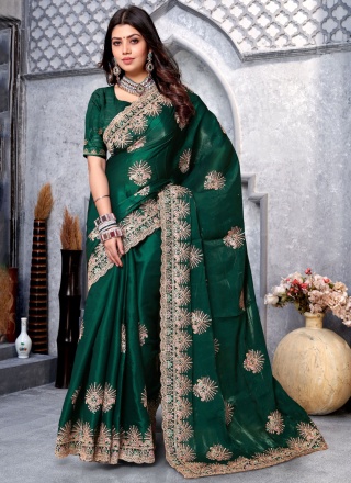 Green Reception Trendy Saree