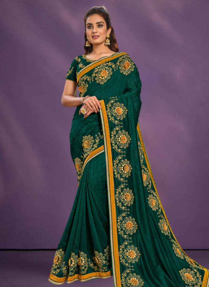 Green Silk Ceremonial Trendy Saree