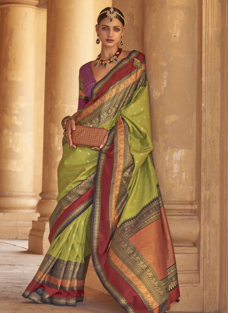 Green Engagement Saree