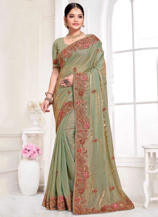 Green Silk Party Traditional Saree