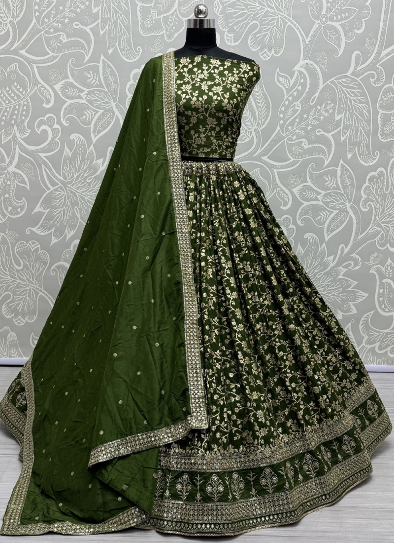 Green Viscose Trendy Lehenga Choli