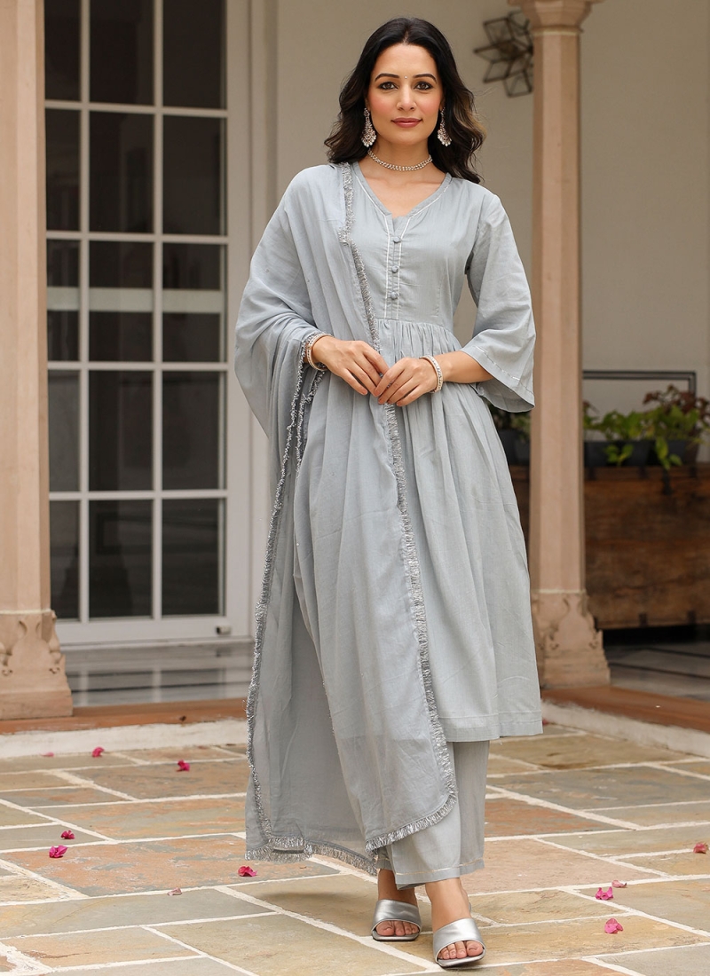 Grey Ceremonial Designer Salwar Kameez