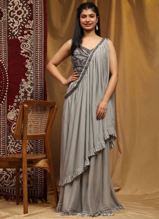 Grey Color Readymade Lehenga C