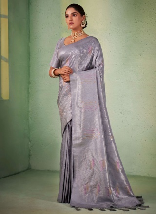 Grey Kanjivaram Silk Classic Saree