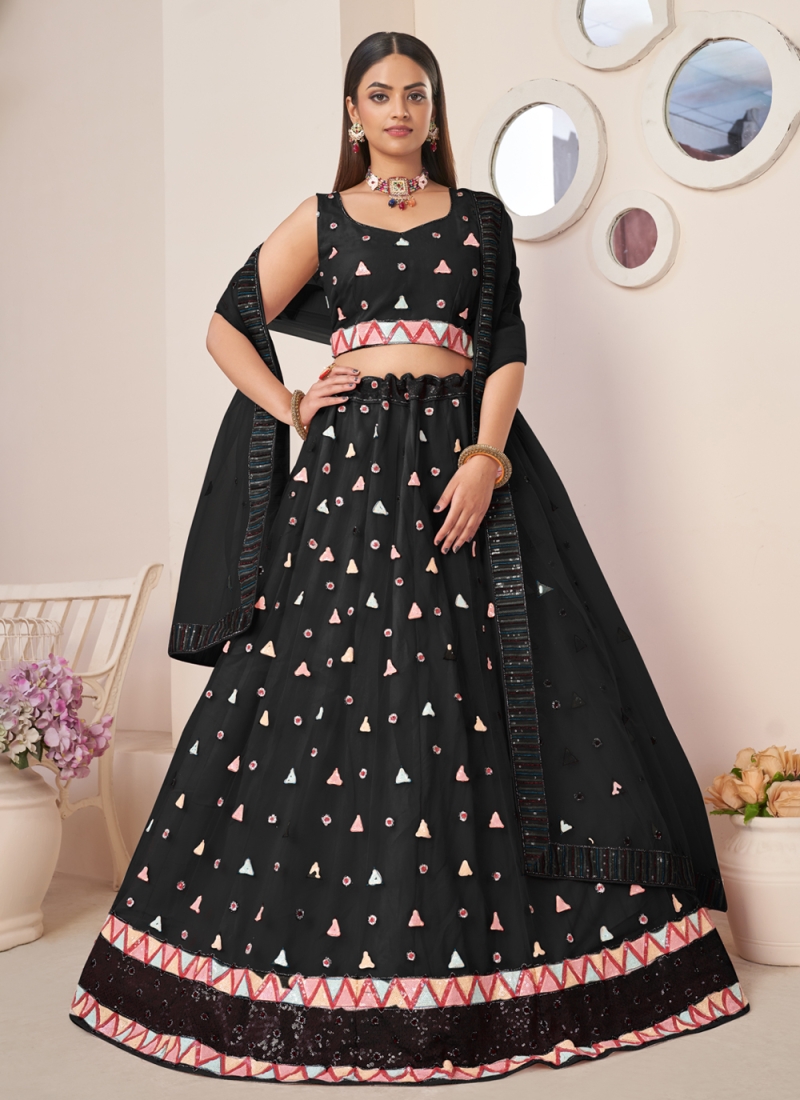 Cream Floral Print, Zari, Mirror, Stone and Thread work Lehenga Choli –  Seasons Chennai