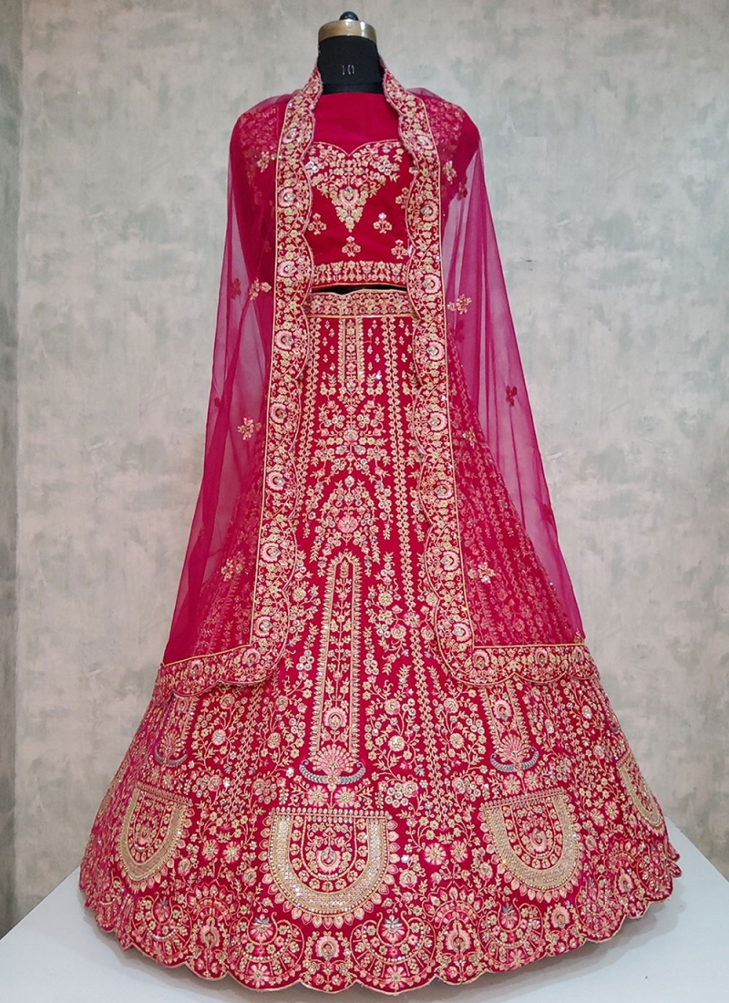 Haute Pink Velvet Trendy Lehenga Choli