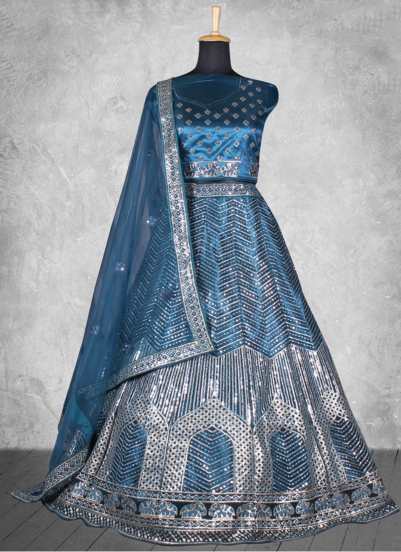 Heavenly Teal Net Lehenga Choli