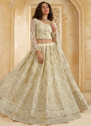 Hypnotizing Cream Mehndi Lehenga Choli