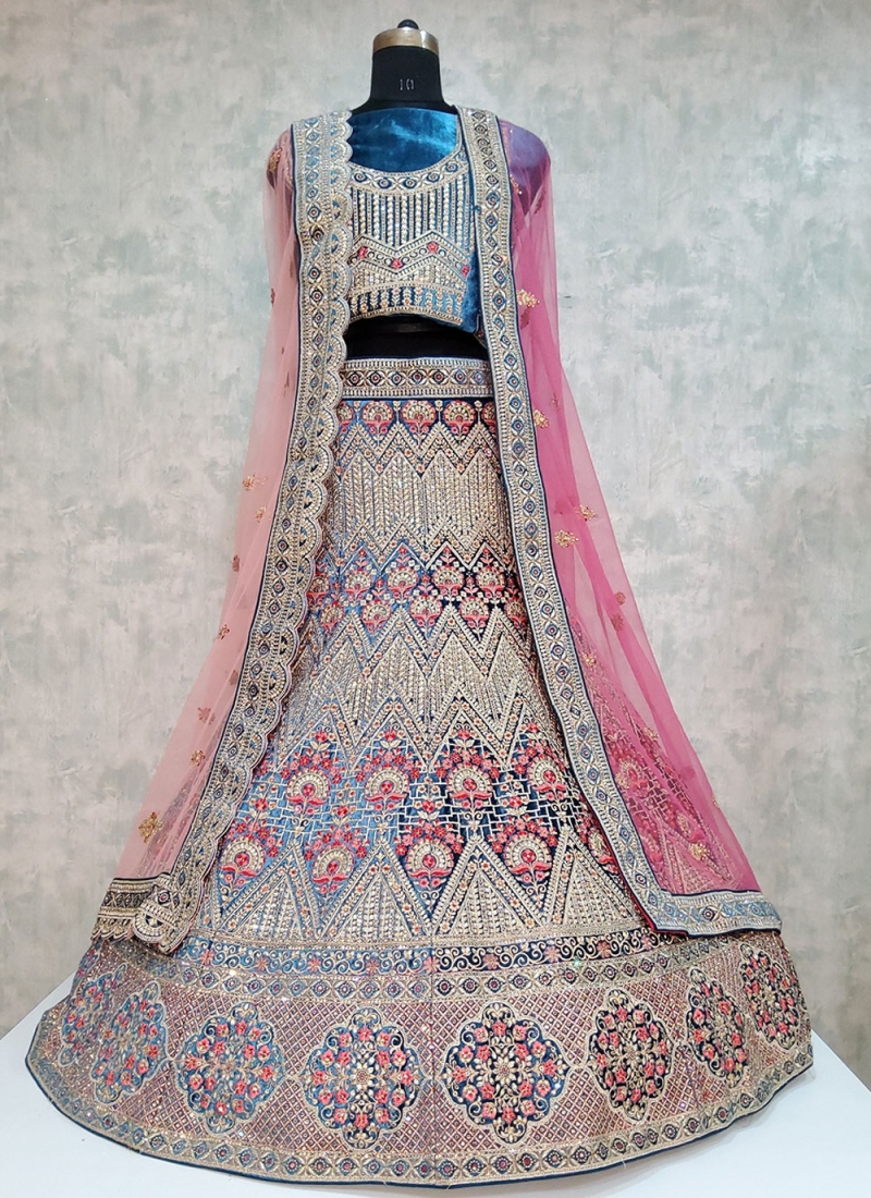 Ideal Embroidered Turquoise Lehenga Choli