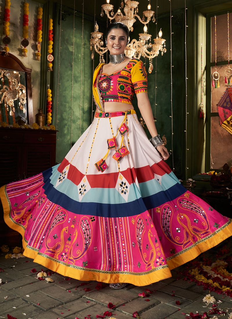 Ideal White Mehndi Trendy Lehenga Choli