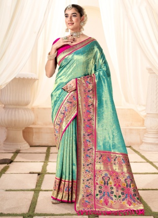 Impeccable Sea Green Festival Classic Saree