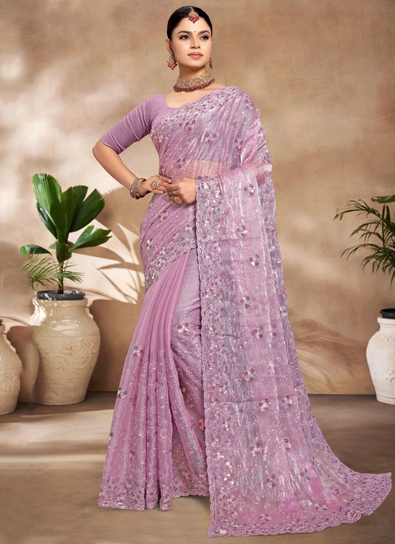 Impressive Lavender Designer Saree