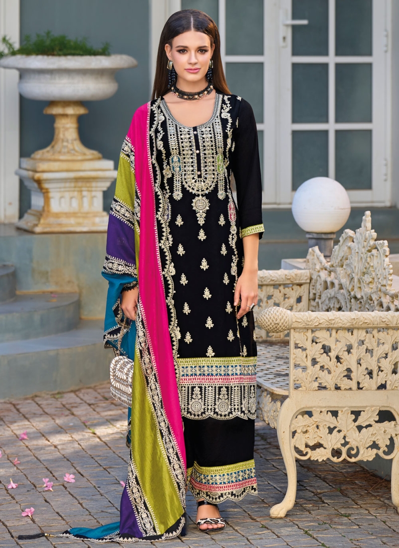 Incredible Embroidered Chinon Salwar Kameez