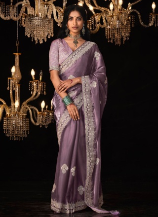 Incredible Purple Ceremonial Trendy Saree