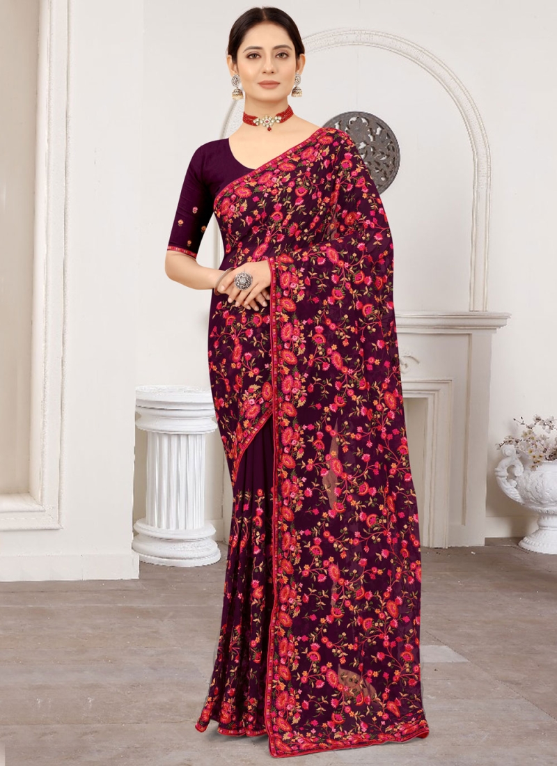 Integral Embroidered Party Traditional Saree