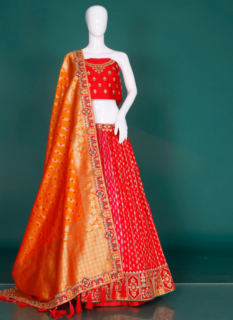 Intriguing Engagement Art Banarasi Silk Designer Lehenga Choli