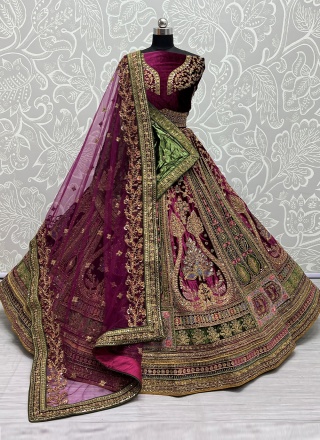 Intriguing Purple Sequins Velvet Trendy Lehenga Choli