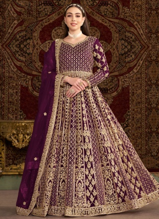 Invaluable Purple Net Trendy Gown