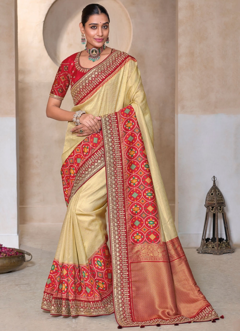 Kanjivaram Silk Classic Saree in Cream