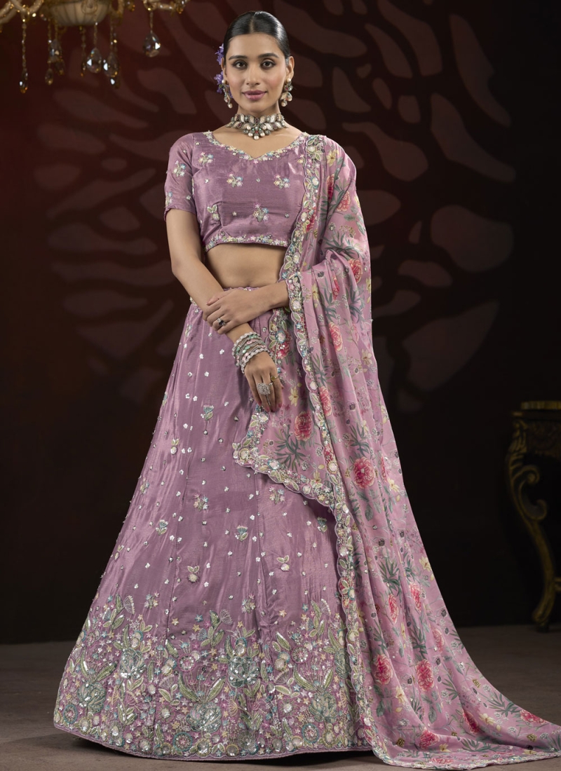 Latest Lavender and Purple Thread Net Designer Lehenga Choli