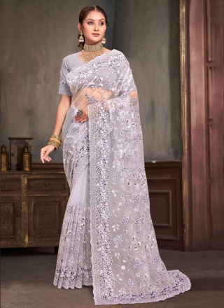 Lavender Color Contemporary Saree