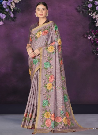 Lavender Color Traditional Saree