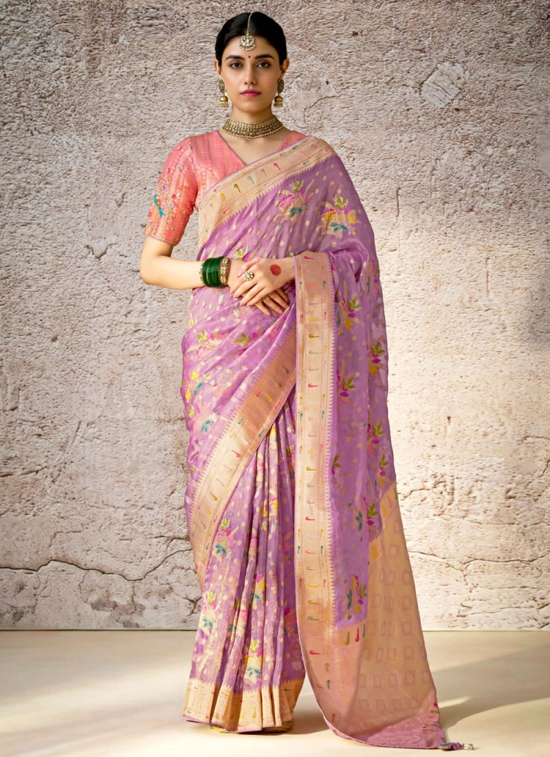 Lavender Color Trendy Saree