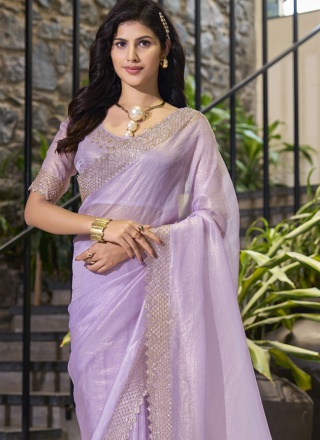 Lavender Cutdana Trendy Saree