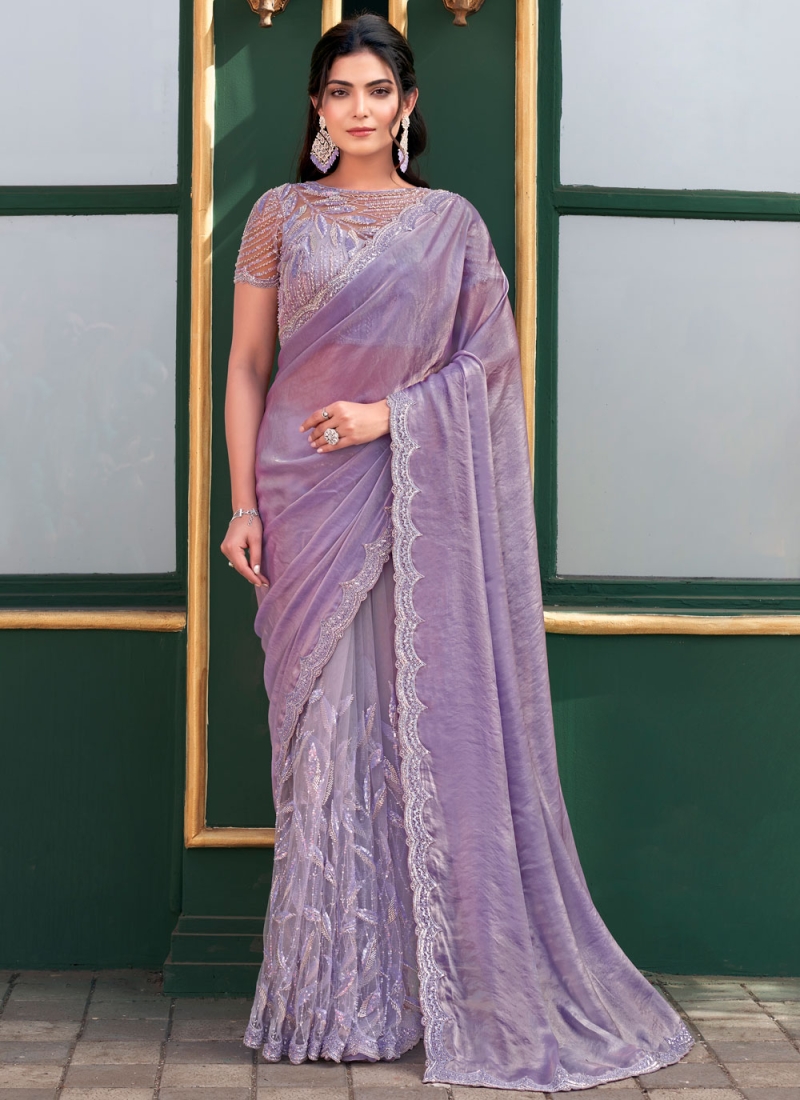 Lavender Fancy Fabric Traditional Saree