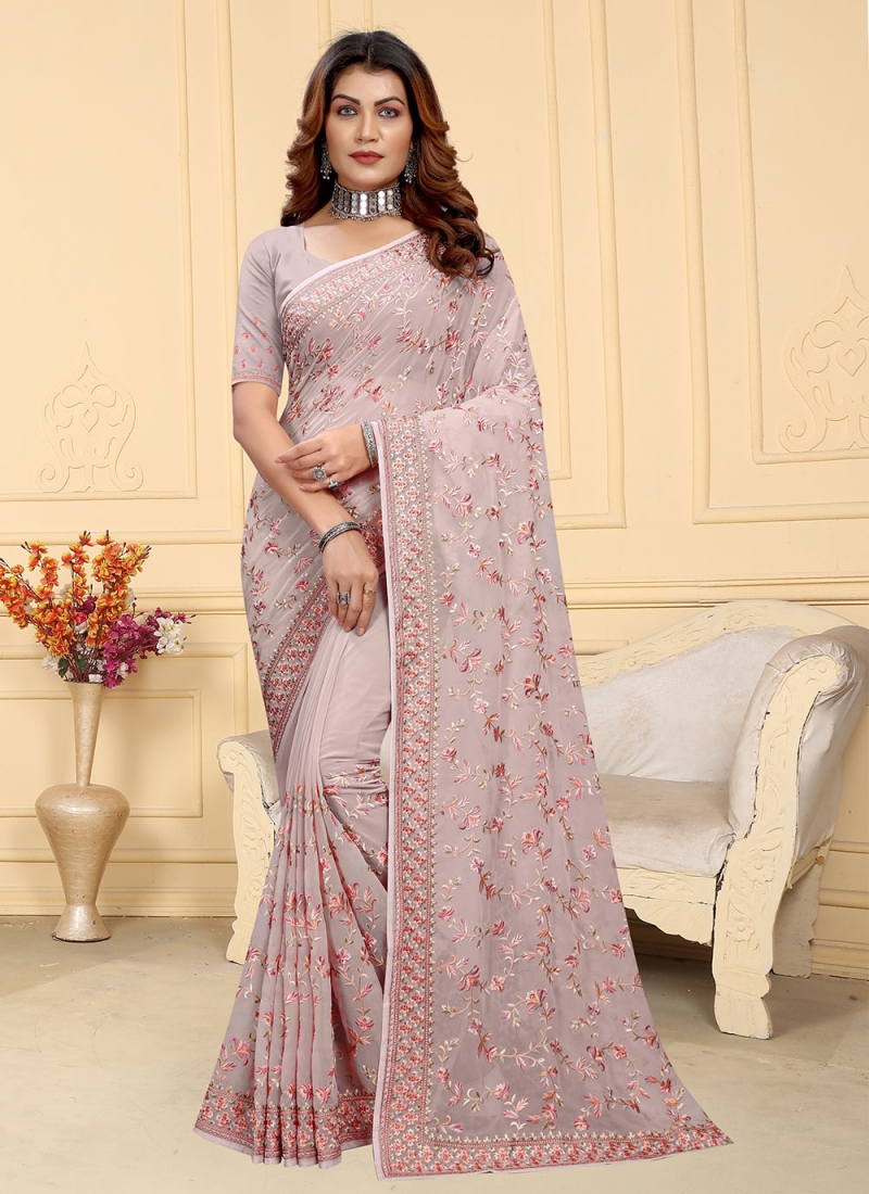 Lavender Georgette Festival Saree