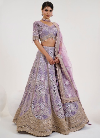 Lavender Net Bridal Readymade Lehenga Choli