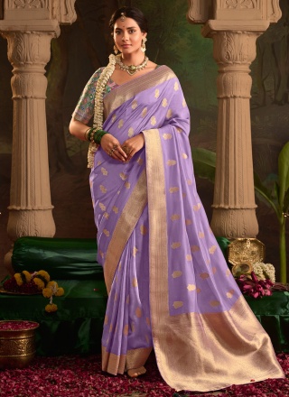 Lavender pure-dola Weaving Designer Saree