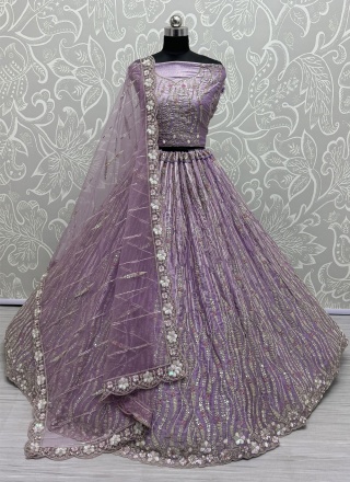 Lavender Reception Silk Trendy Lehenga Choli