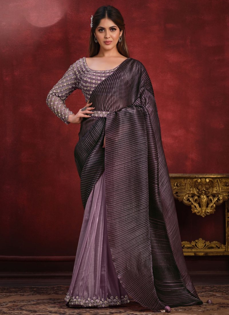 Buy Lavender Organza Saree for Women Online from India's Luxury Designers  2024