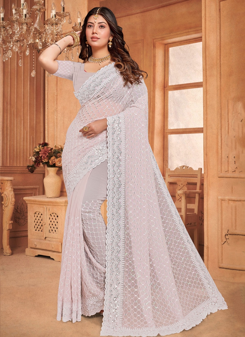 Lavender Sequins Classic Saree