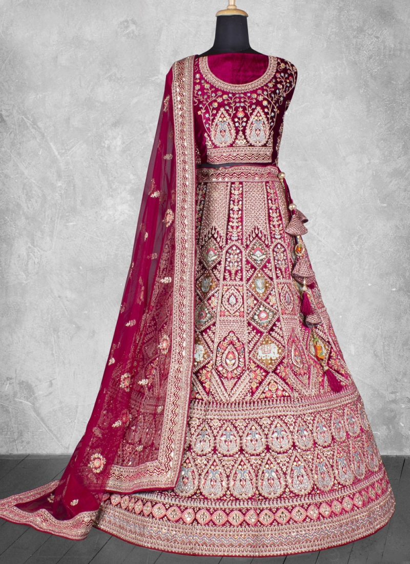 Magenta and Rani Zari Reception Trendy Lehenga Choli